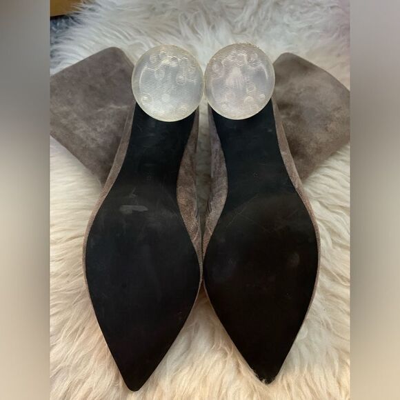 Jeffrey Campbell Lustful Lucite Heel Boots Taupe Suede 8 - Picture 8 of 9